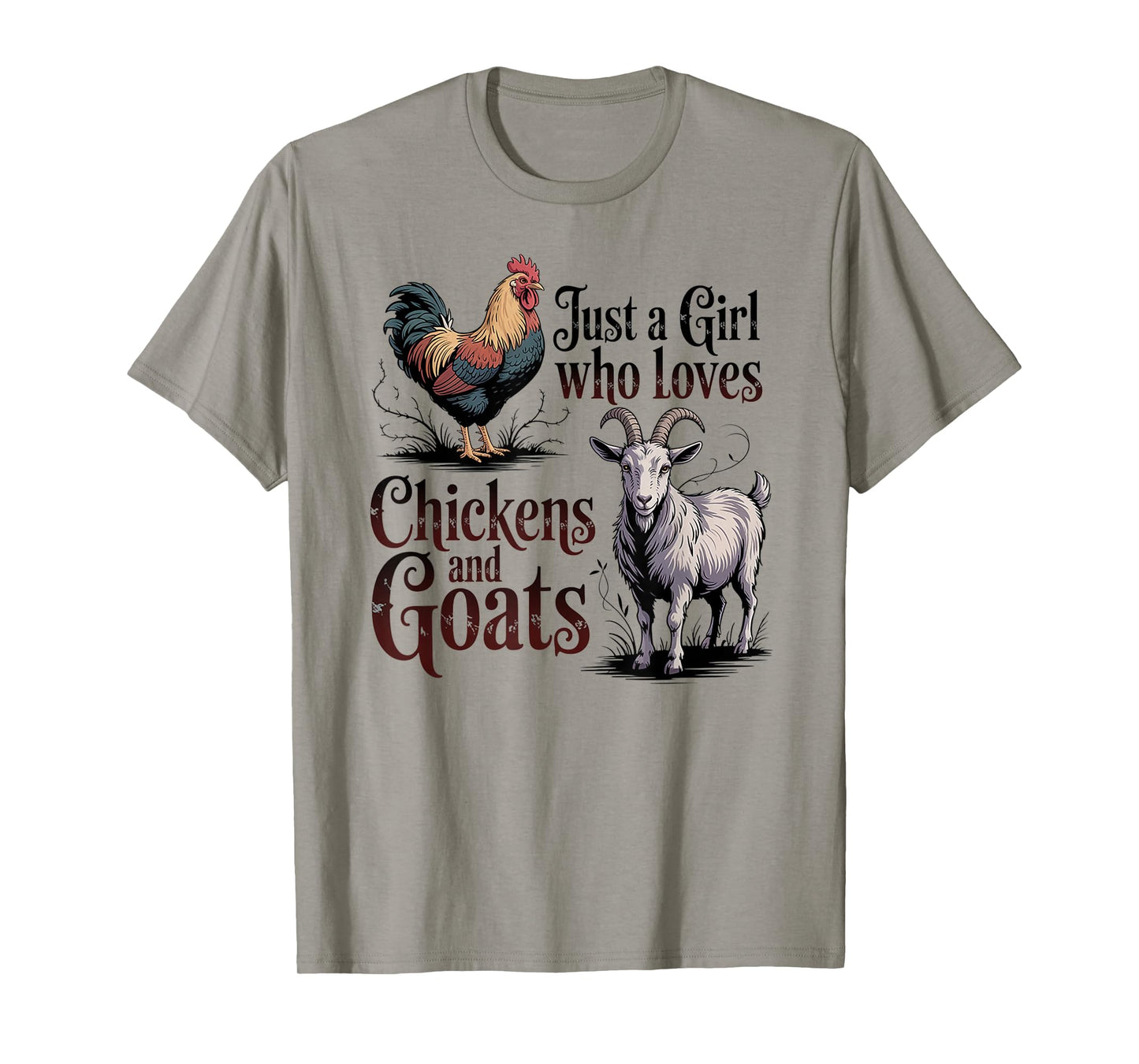 Just A Girl Who Loves Chickens and Goats Poultry Farming T-Shirt