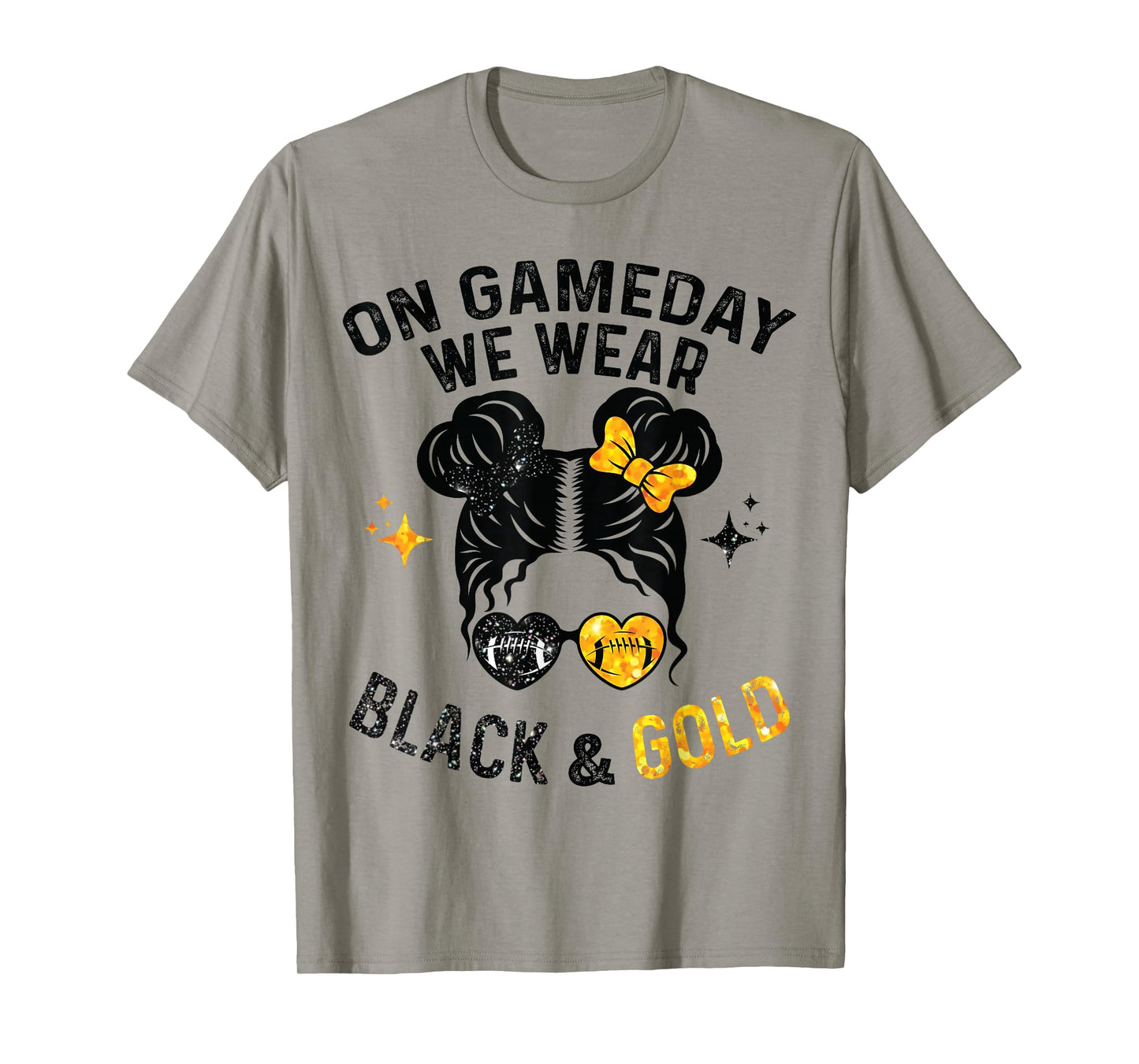On Gameday We Wear Black and Gold Messy Football T-Shirt