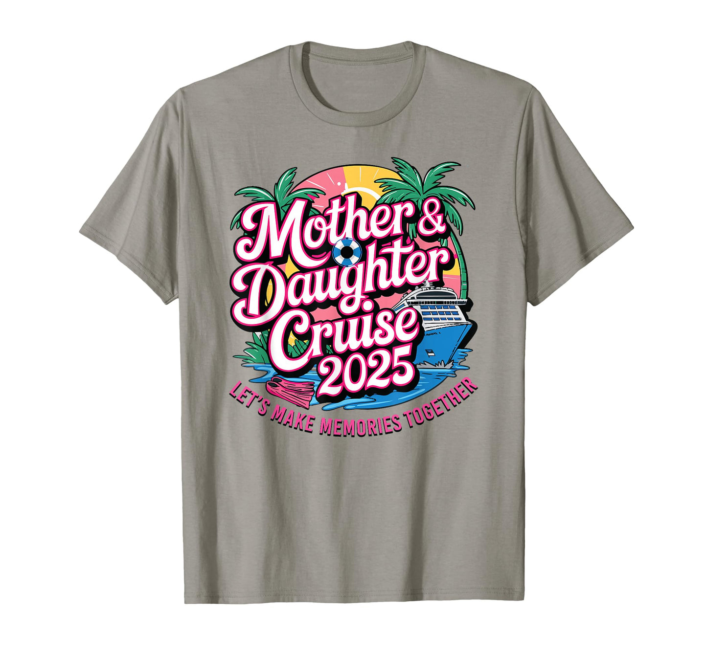 Cruise Squad Friend Family Matching Group Reunion Mother Daughter 1st Cruise 2025 Girls Trip Unisex-Child Blue Small Tropical Crew Neck Short Sleeve T-Shirt