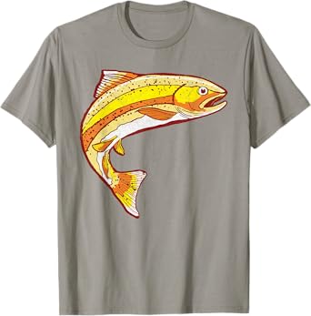 Mountain Life Outdoor Junkie Tees Vintage Golden Trout Fishing Retro Fish Graphic T-Shirt