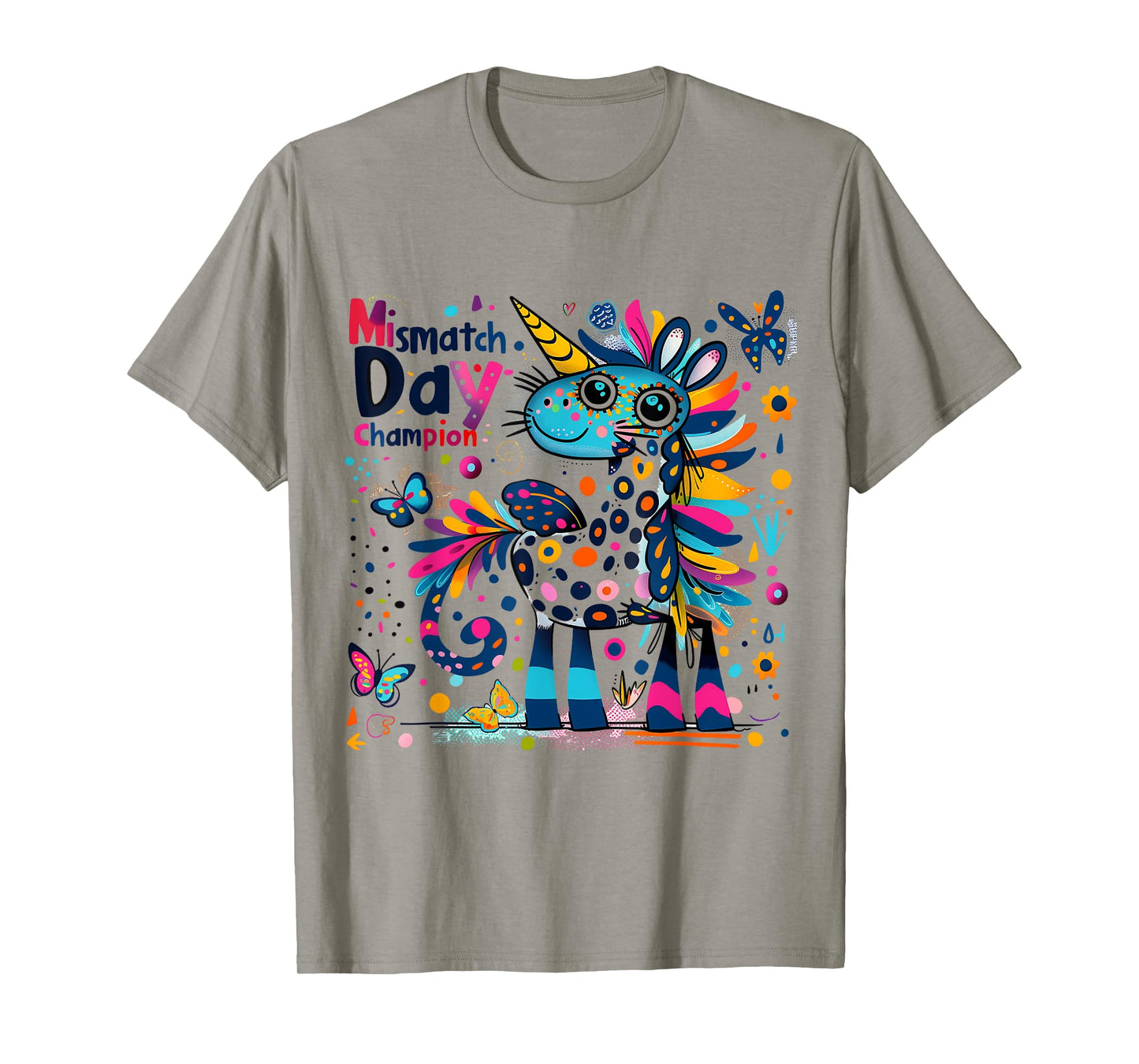 Mismatch Day Champion Funny Colorful Unicorn School Outfit T-Shirt