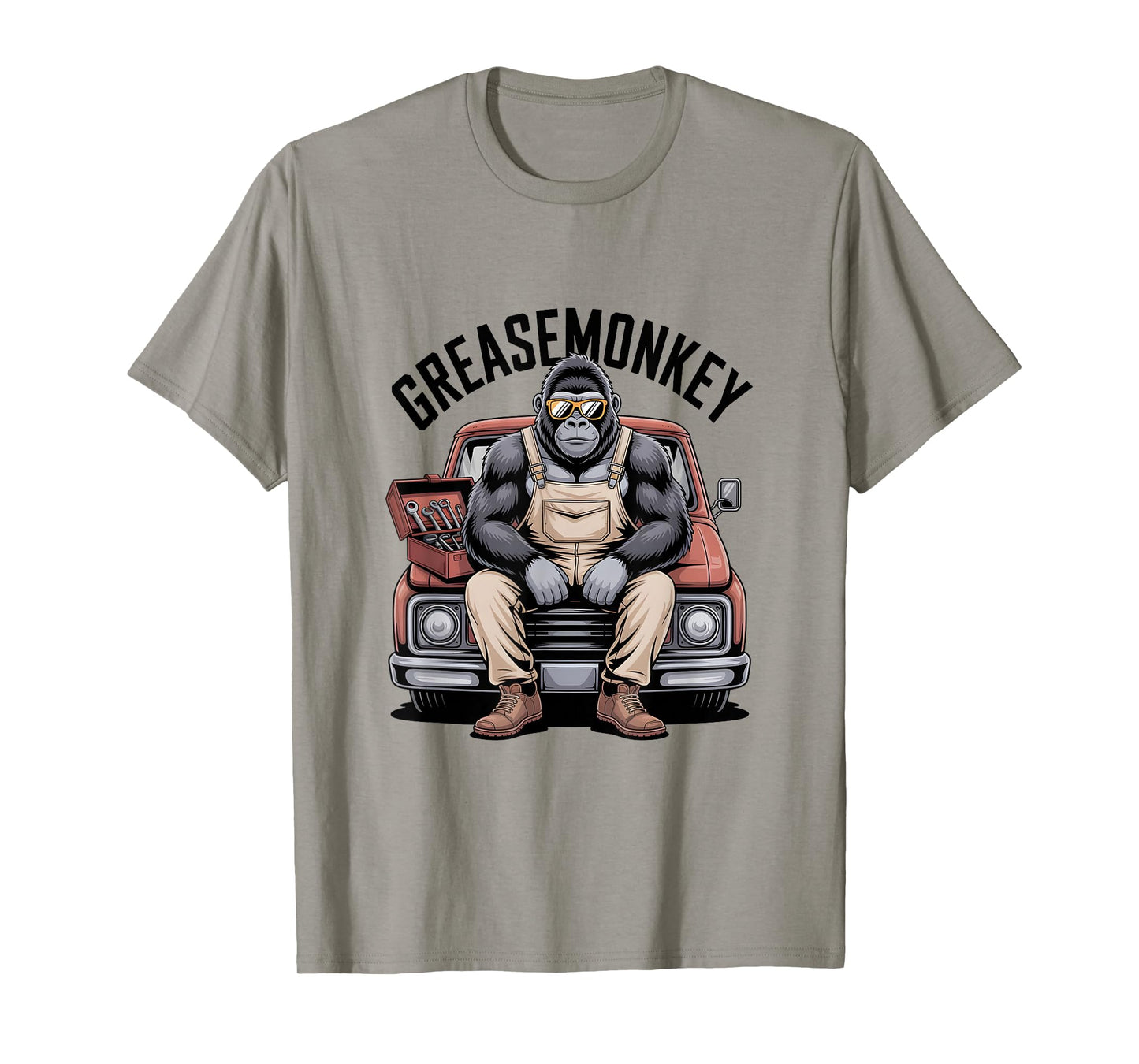 Greasemonkey Gorilla Retro Mechanic Garage Monkey Graphic T-Shirt