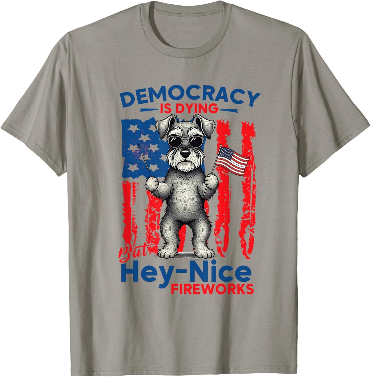 Democracy Is Dying But Hey Nice Firework Dog 4th Of July T-Shirt