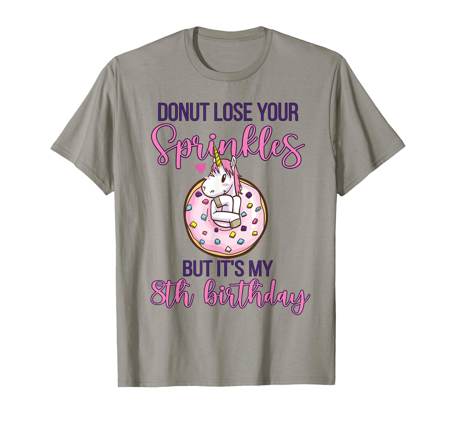 8th Donut Birthday Party Unicorn Eight Year Old Sweet Girl T-Shirt