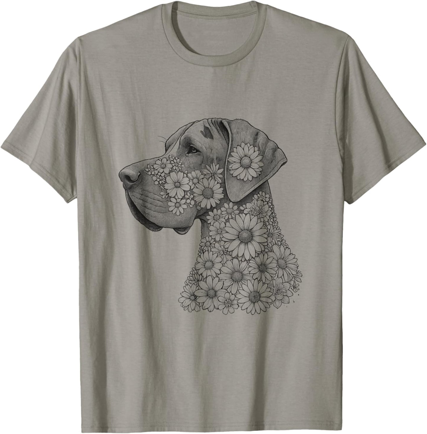 Floral Great Dane Dog Mom Flower Design Idea T-Shirt