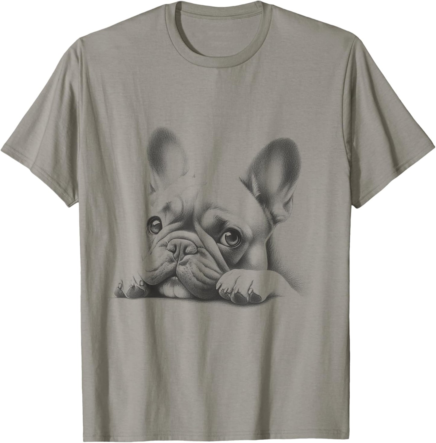French Bulldog Peeking Frenchie Art Design For Men And Women T-Shirt