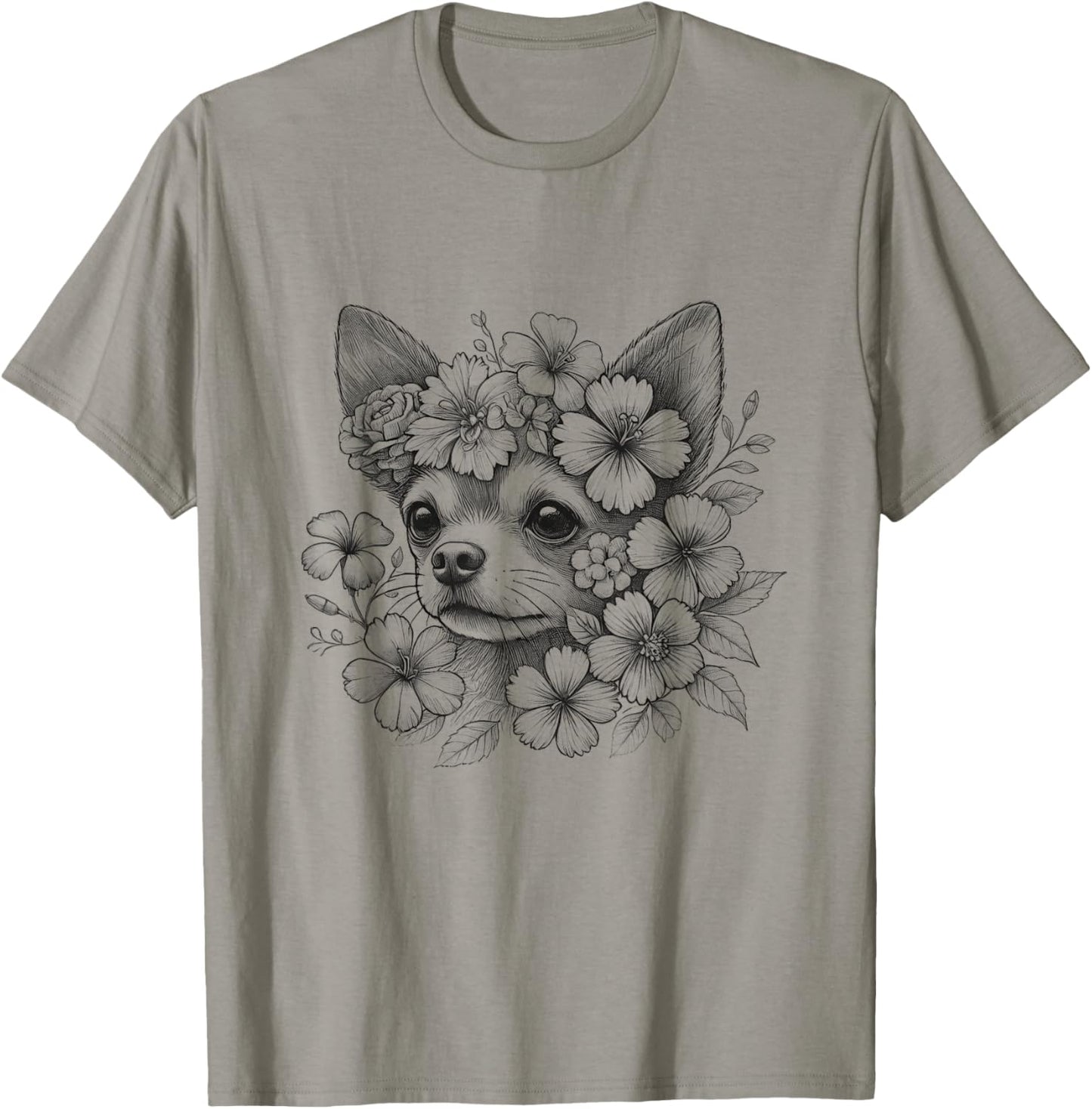 Floral Dog Chihuahua Flower Design For Girls And Women T-Shirt
