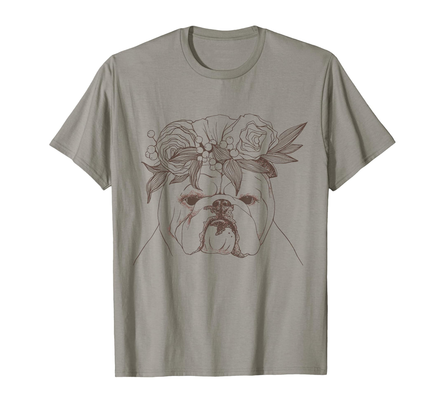 Flower Bouquet English British Bulldog T-Shirt for Men Women Girls Kids