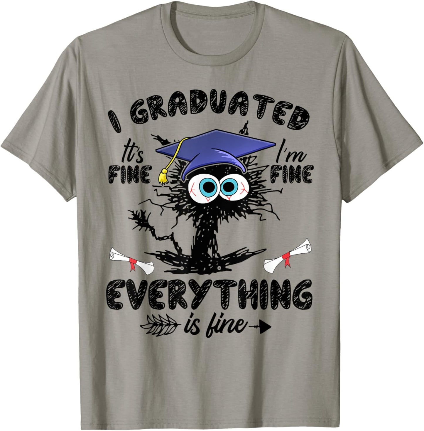 I Graduated Funny Black Cat Graduation Last day of School T-Shirt