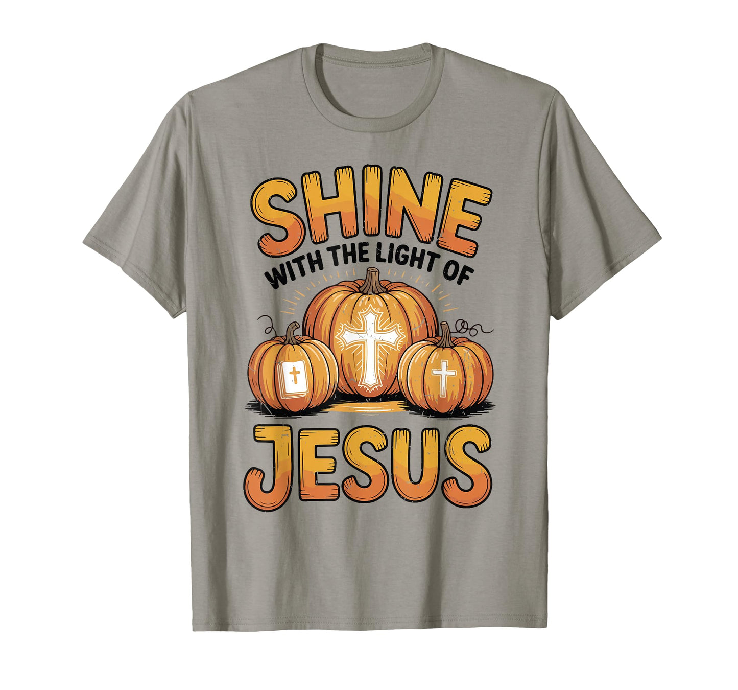 Kids Shine with The Light of Jesus Funny Christian Halloween T-Shirt
