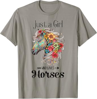 Vintage Just A Girl Who Loves Horses, Horseback Riding T-Shirt