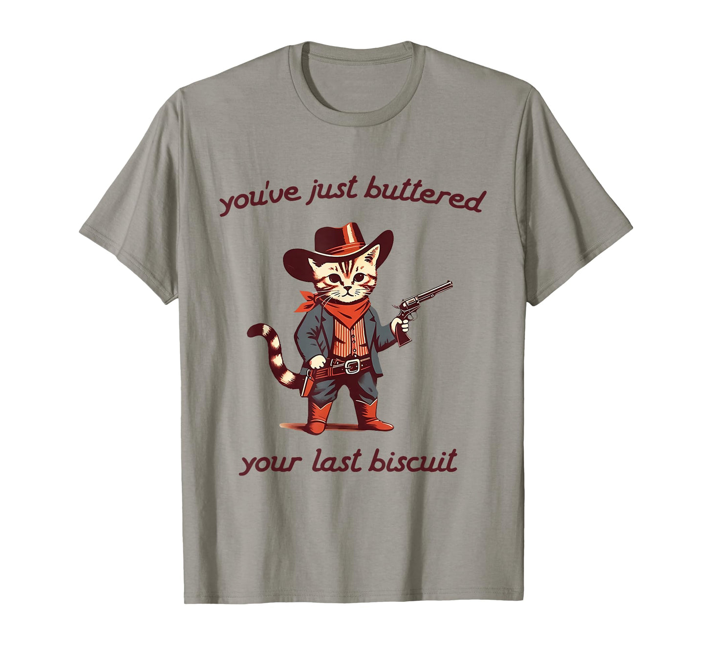 You've Just Buttered Your Last Biscuit Cowboy Cat Vintage T-Shirt