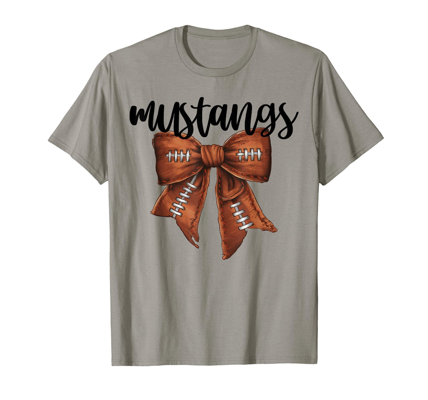 Mustangs Football Bow School Spirit Team Mascot Game Night T-Shirt