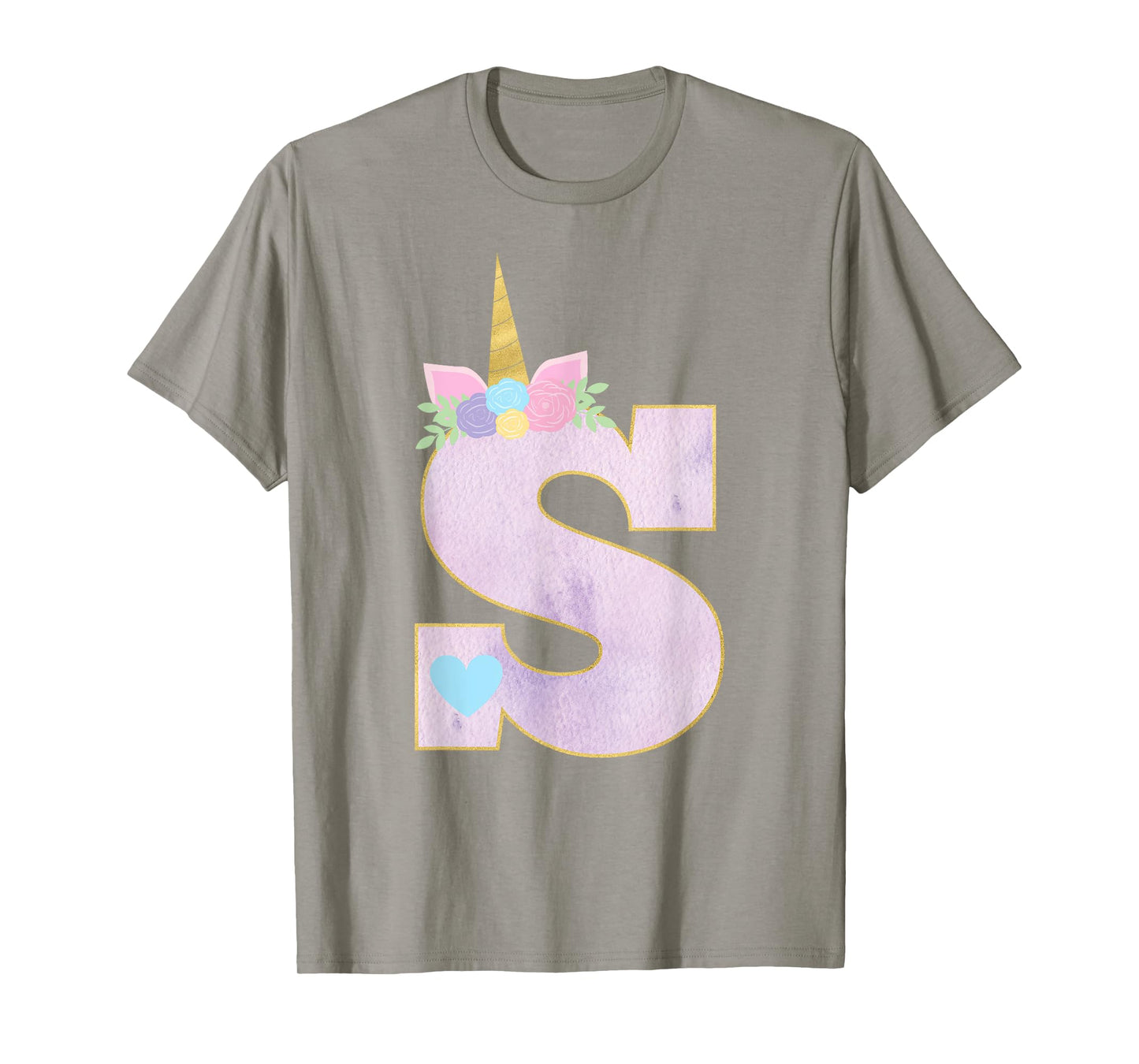 Girls Unicorn with Letter S Initial Monogram for Birthday T-Shirt