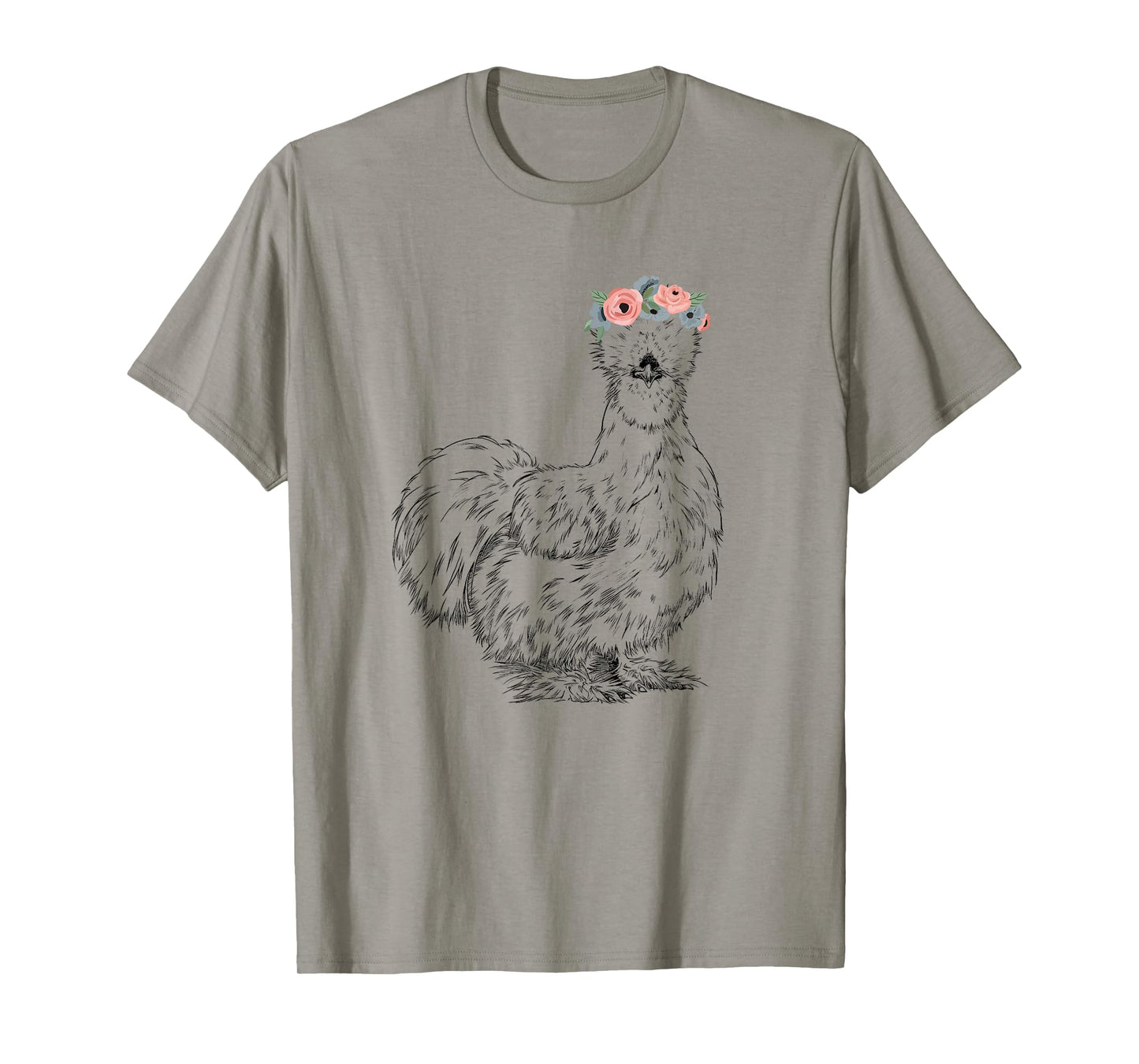 Silkie Chicken with Floral Headband Farm Animal T-Shirt