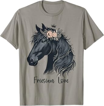 Friesian Horse Lover Majestic Friesian Horse Riding T-Shirt