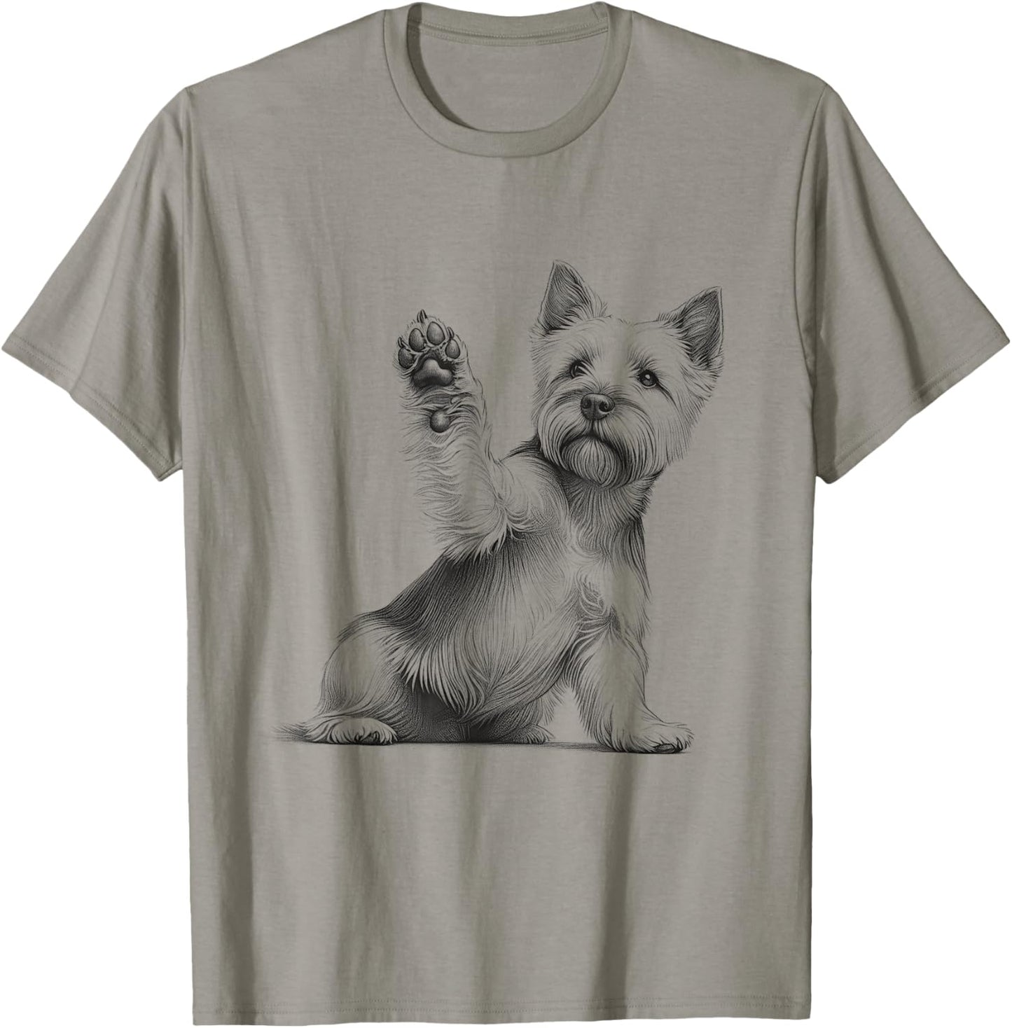 Norwich Terrier Dog Raising Paw Design T-Shirt
