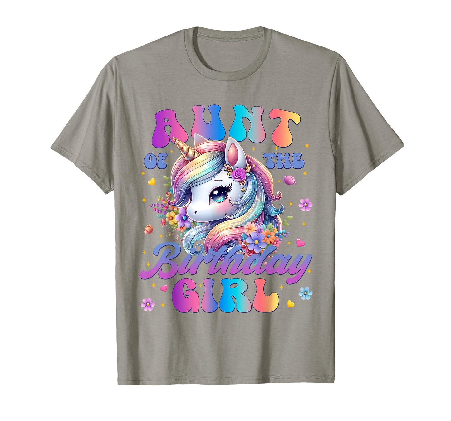 Aunt Of The Birthday Girl Unicorn Flower Family Matching T-Shirt