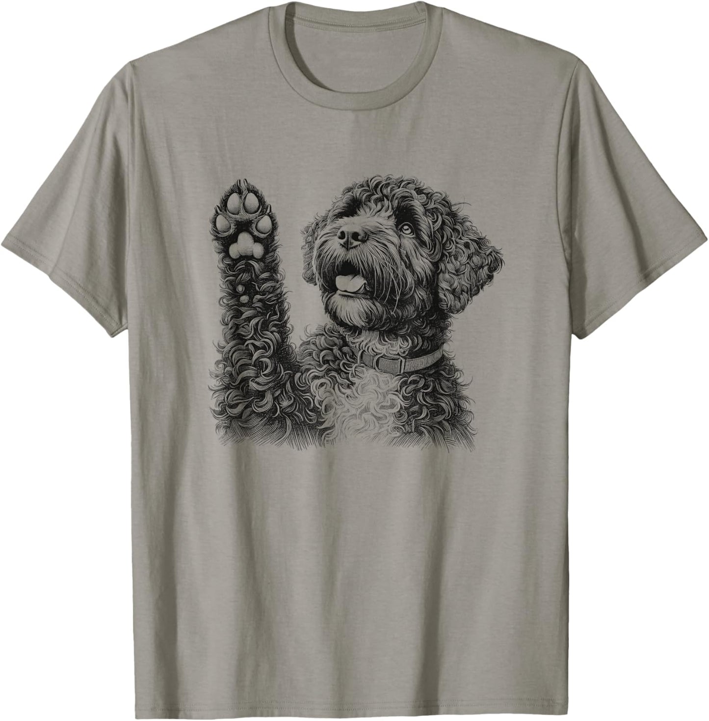 Portuguese Water Dog Raising Paw Design T-Shirt
