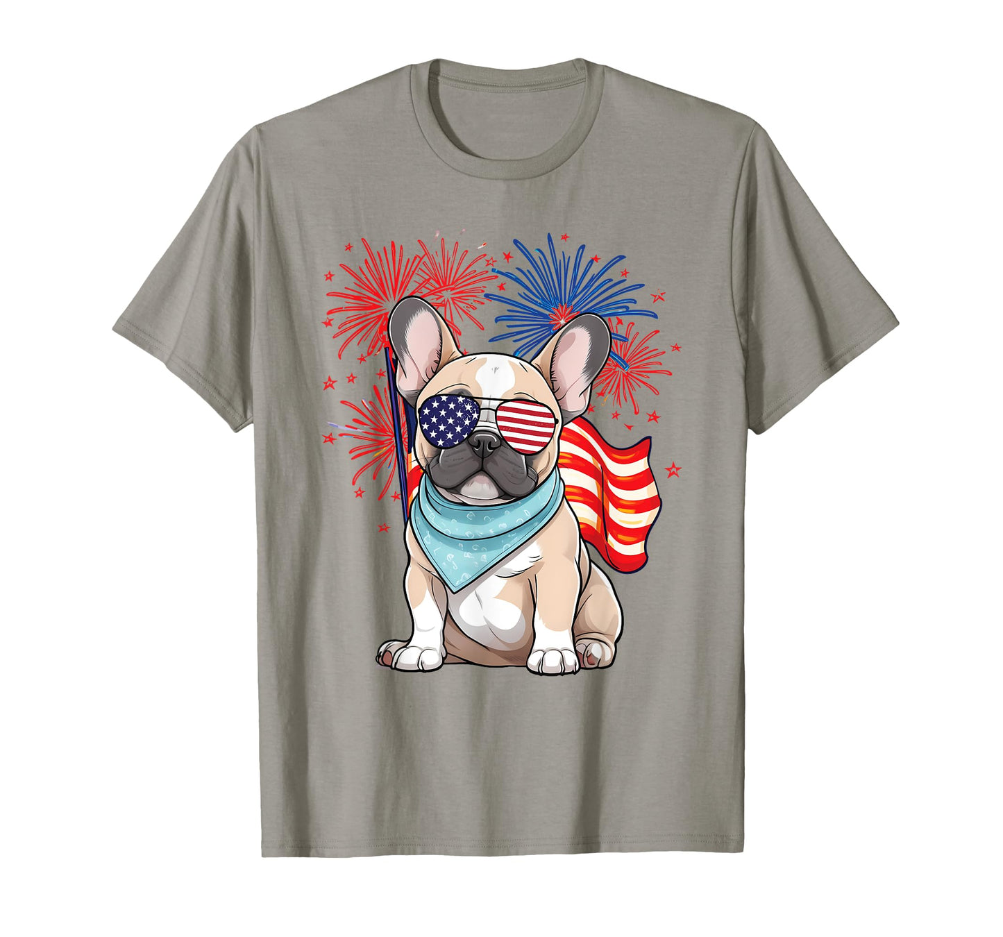 French Bulldog American Flag Frenchie Patriotic 4th of July T-Shirt for Women Kids Men