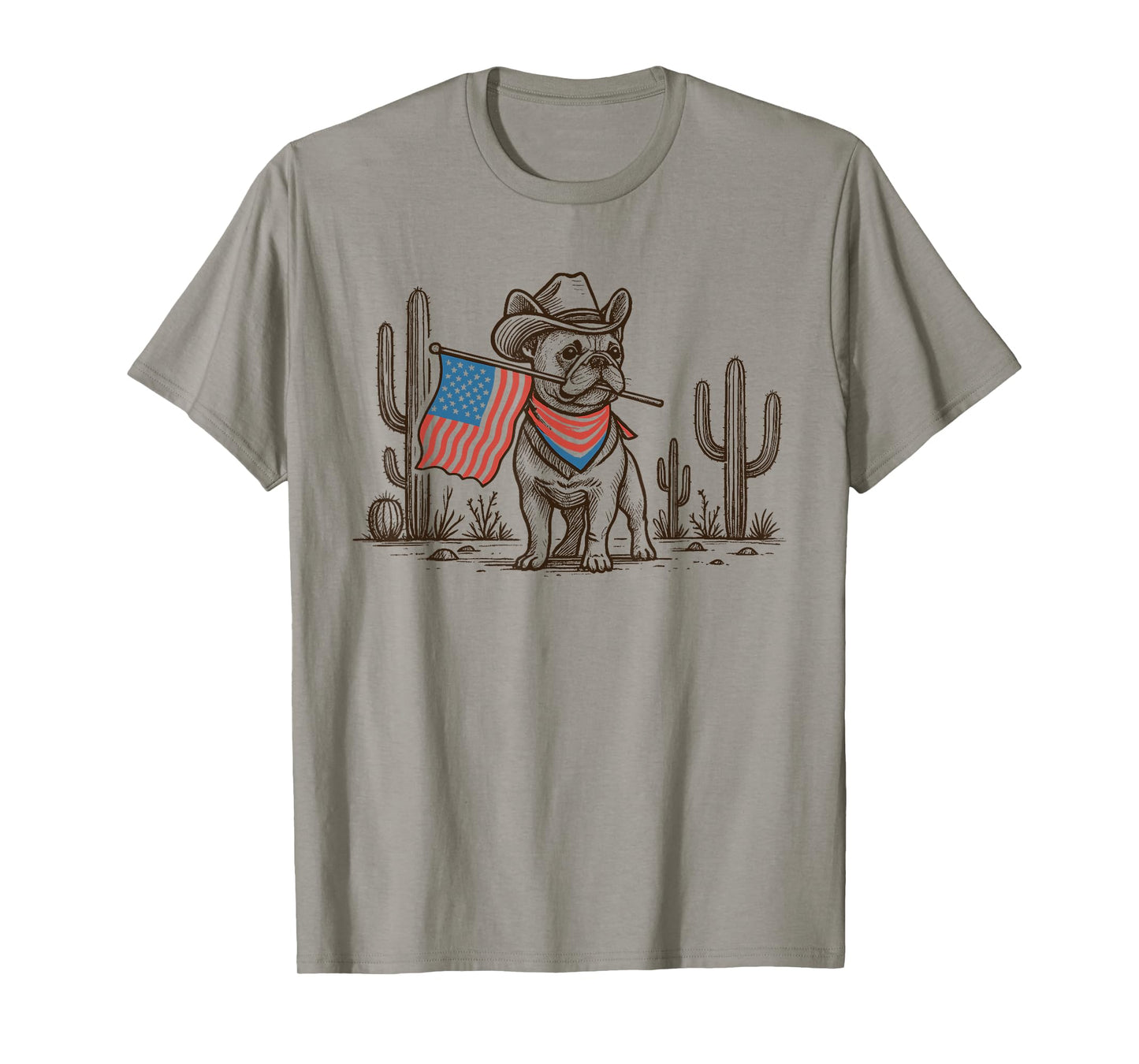 Patriotic French Bulldog Shirt Cowboy Dog USA Flag Western T-Shirt
