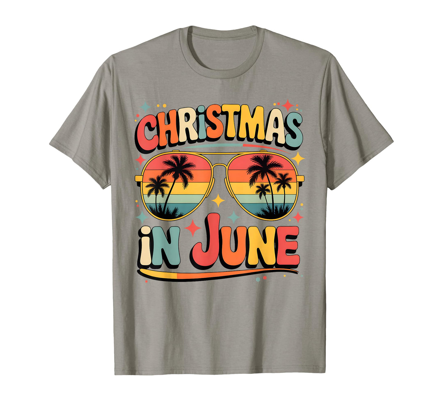 Christmas In June Sunglasses Retro Summer Vacation Xmas T-Shirt