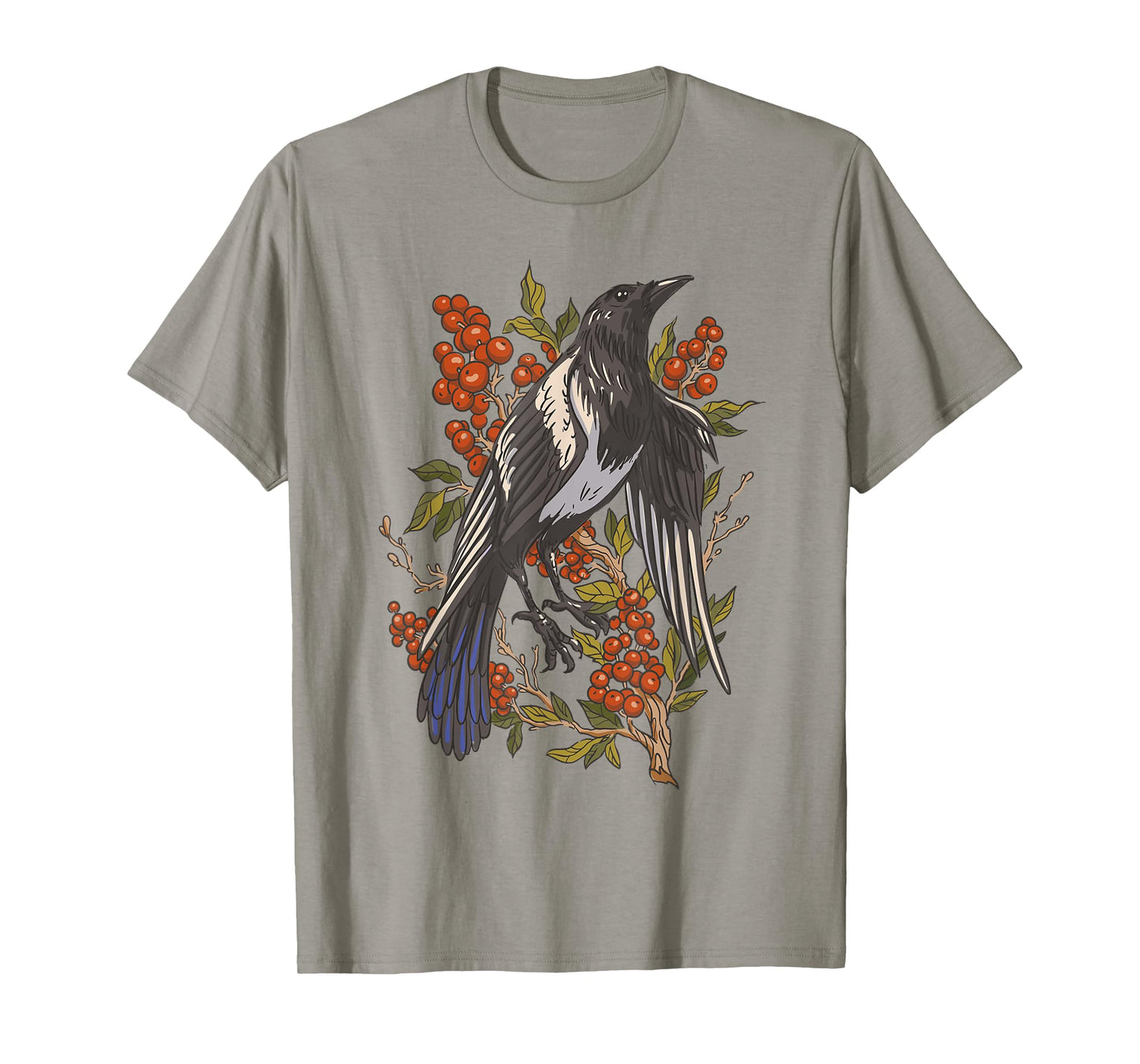 Fruits Cranberries Plant Bird Magpie T-Shirt