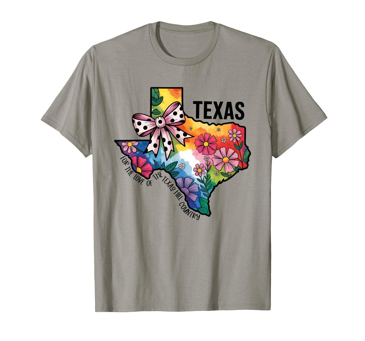 Texas For The Love Of The Texas Hill Country Flower Map Bow T-Shirt