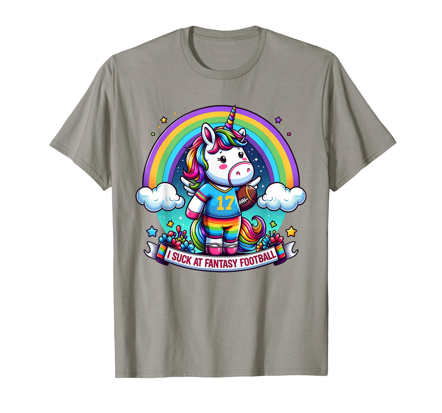 I Suck at Fantasy Football Unicorn Rainbow Loser T-Shirt