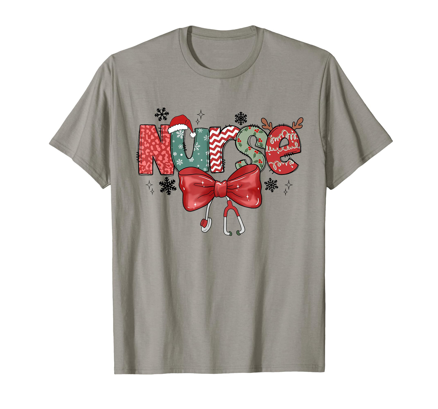 Christmas Nurse Coquette Bow Stethoscope Nursing Xmas Pjs T-Shirt