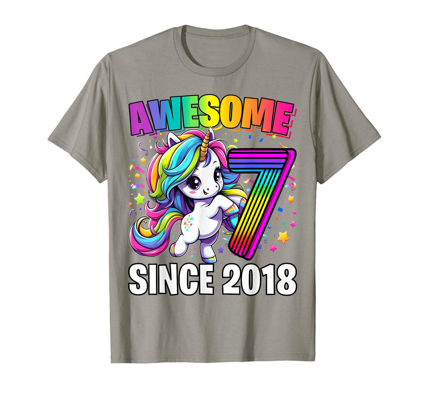 Unicorn 7th Birthday 7 Year Old Unicorn Party Girls Outfit T-Shirt