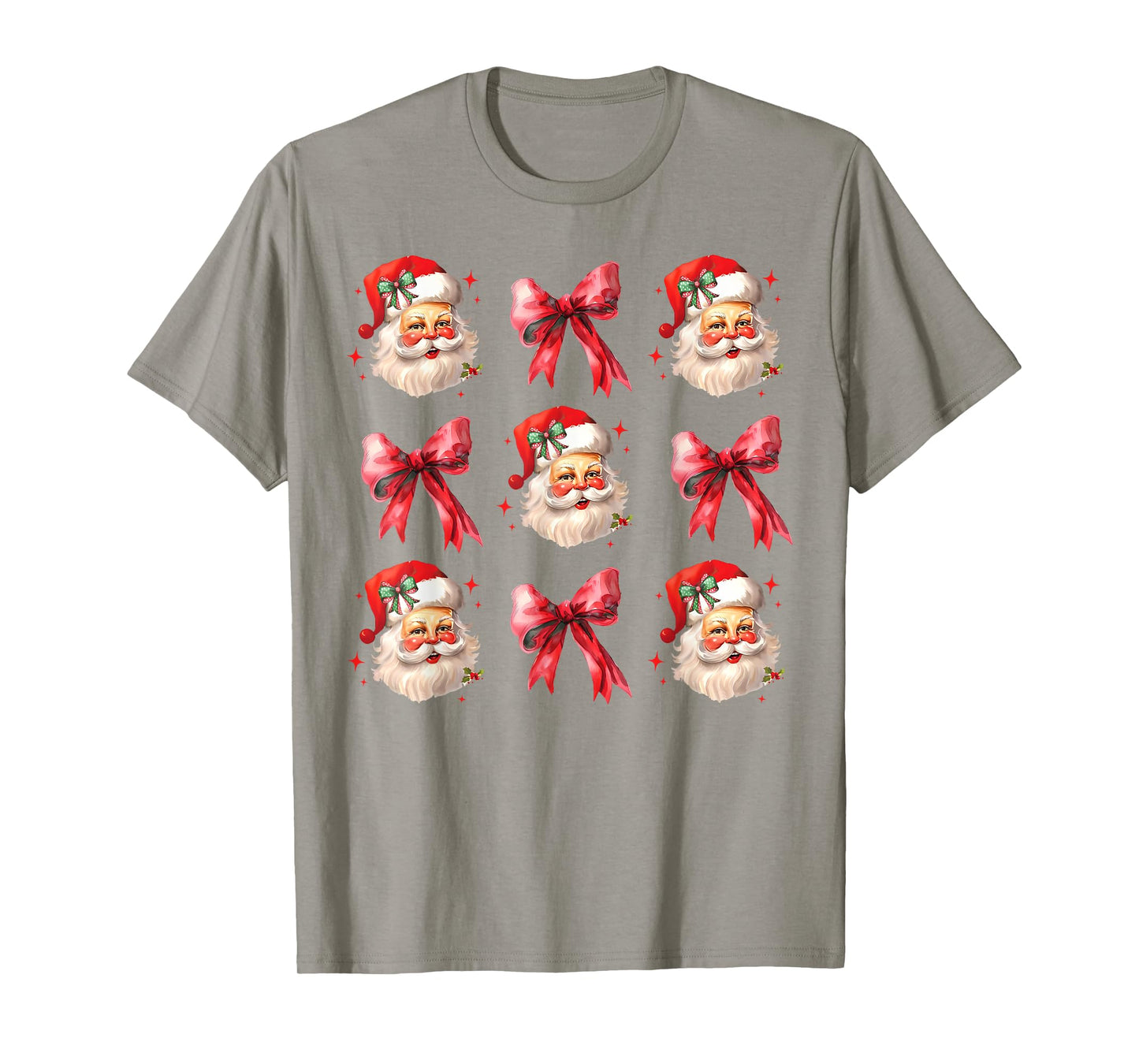 Retro Coquette Santa Red Bows Christmas For Women Girl T-Shirt