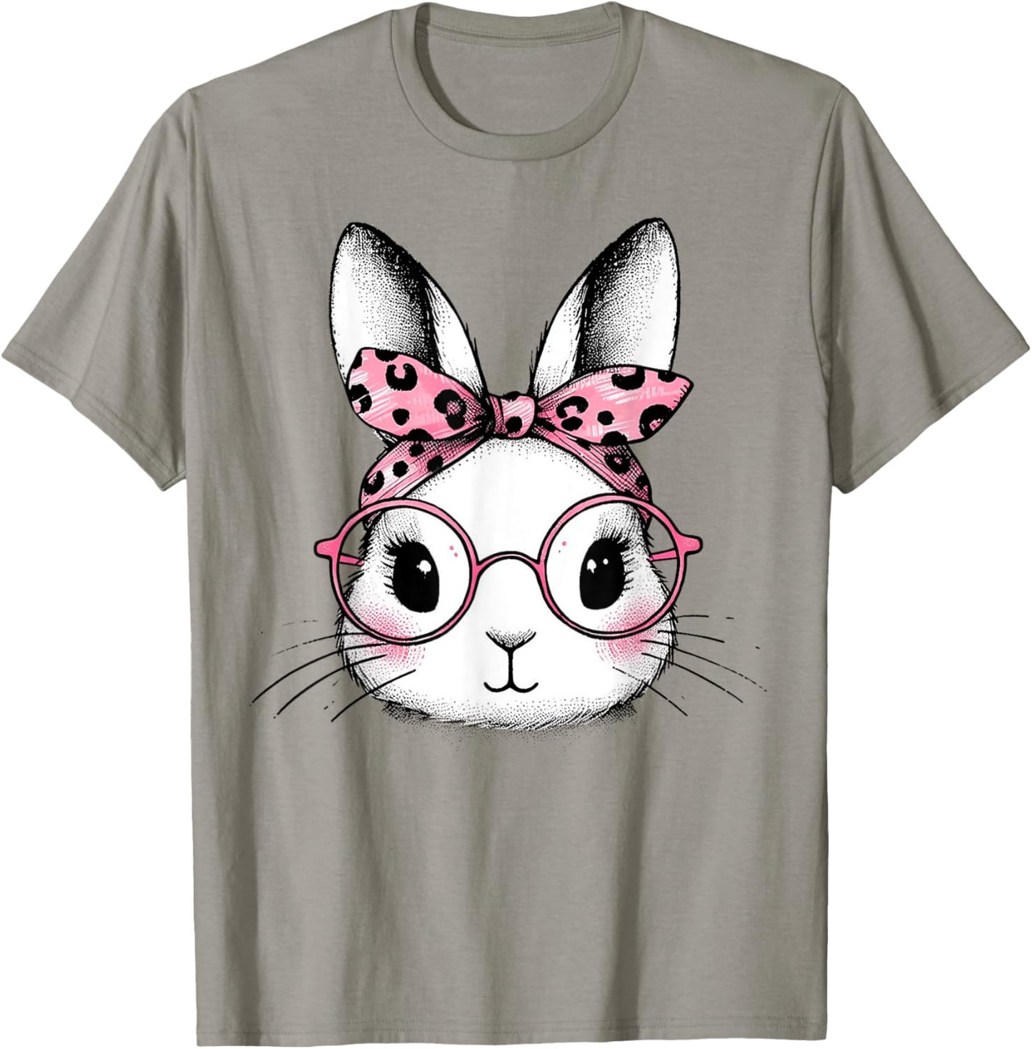 Bunny Easter Day Pink Bandana Glasses Rabbit Women Girl Kid T-Shirt
