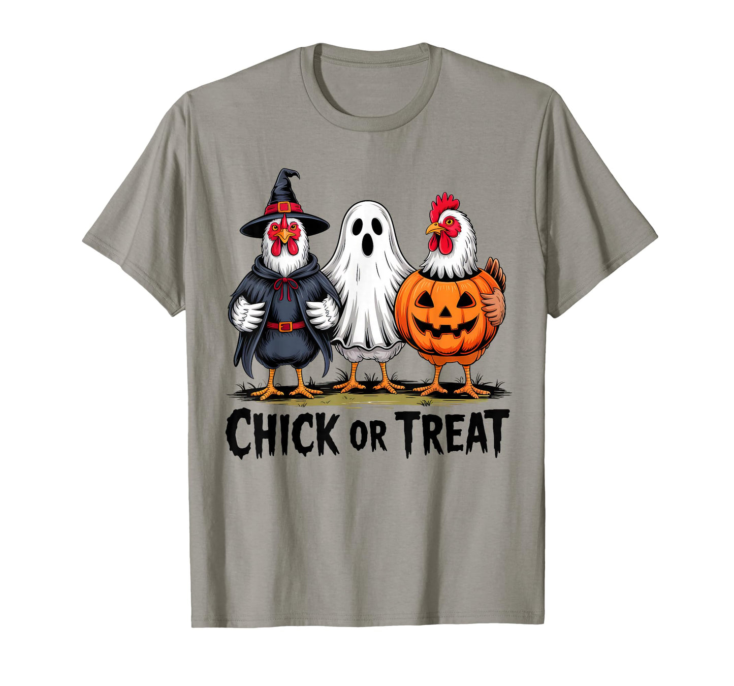 Chick Or Treat Spooky Witch Ghost Pumpkin Chicken Halloween T-Shirt