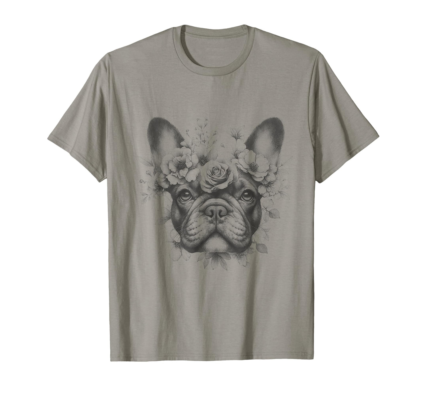 Floral French Bulldog Frenchie Flower Art For Men And Women T-Shirt