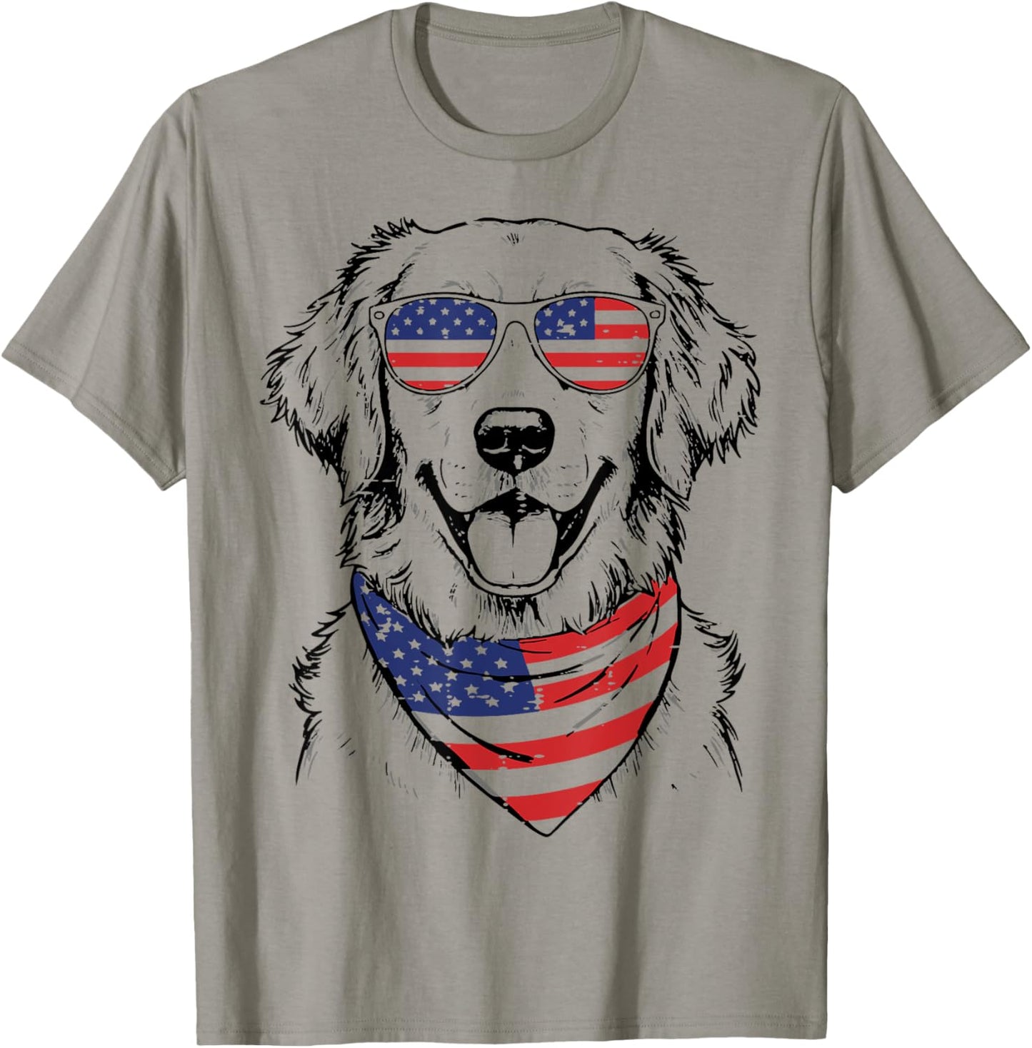 4th Of July Dog Golden Retriever Cute Patriot Men Women Kids T-Shirt