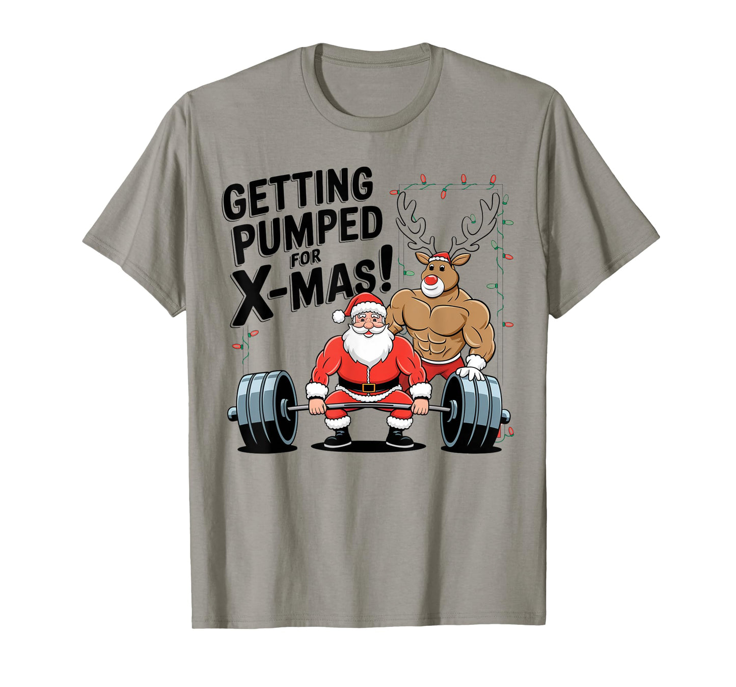 Christmas Santa Reindeer Deadlift Weightlift Gym Men Women T-Shirt