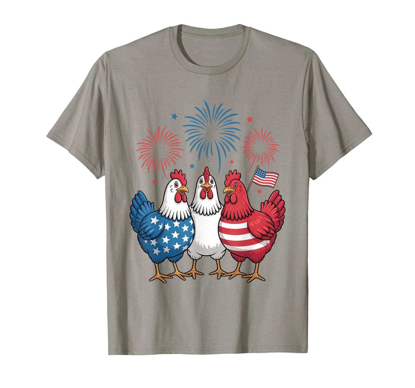 Funny Patriotic Chickens USA Flag 4th of July Chicken Lover T-Shirt