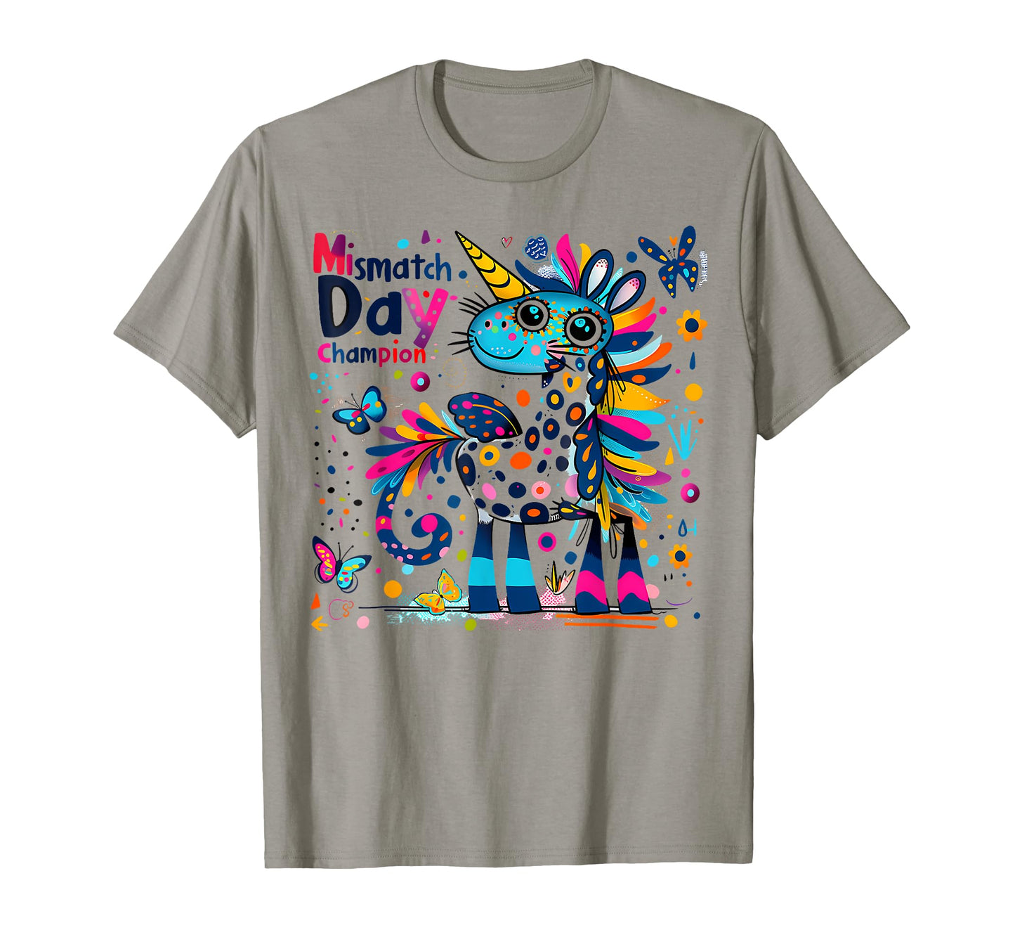 Mismatch Day Champion Funny Colorful Unicorn T-Shirt