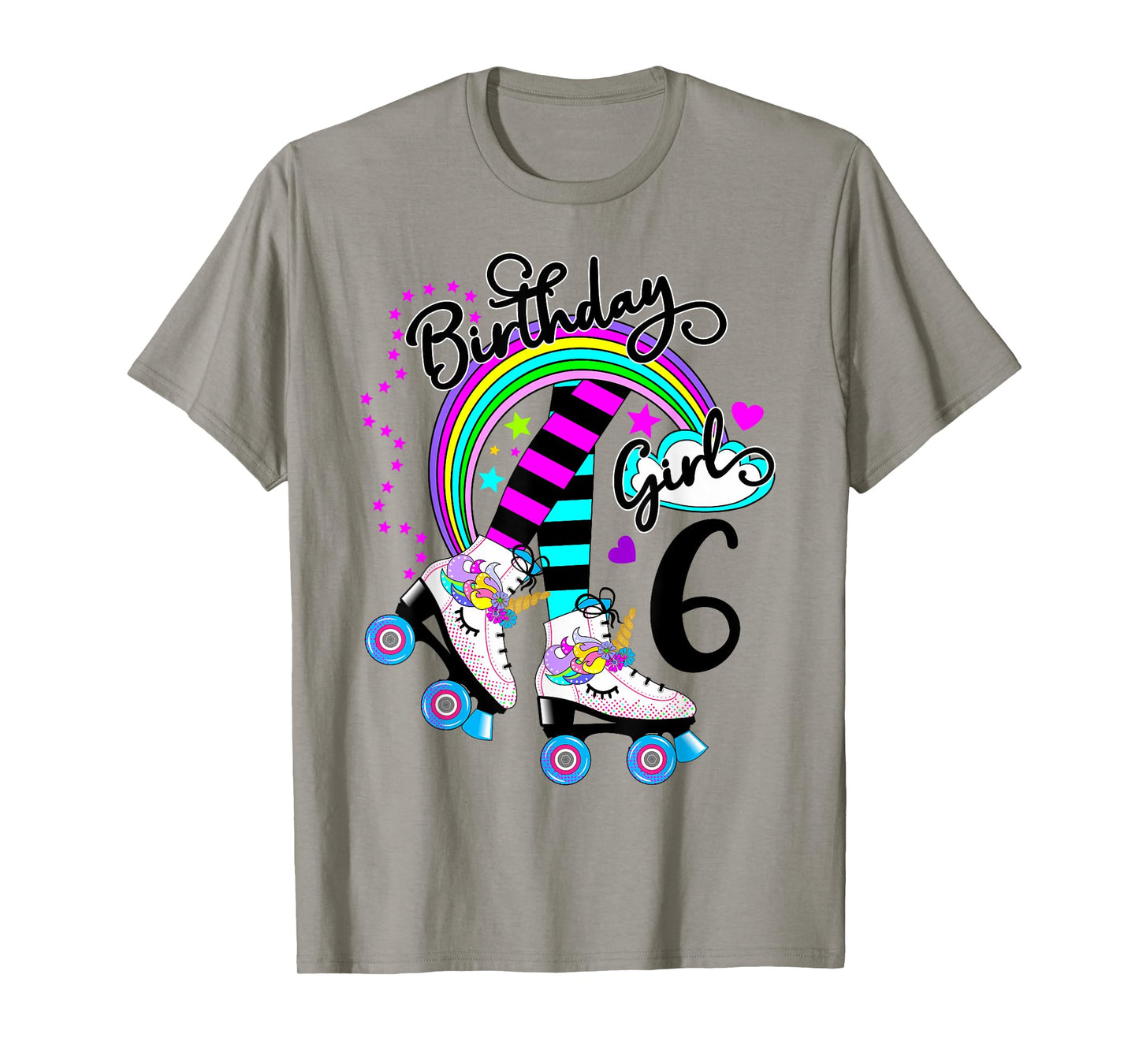 6th Unicorn Roller Skate Birthday Party for Girls Shirt T-Shirt