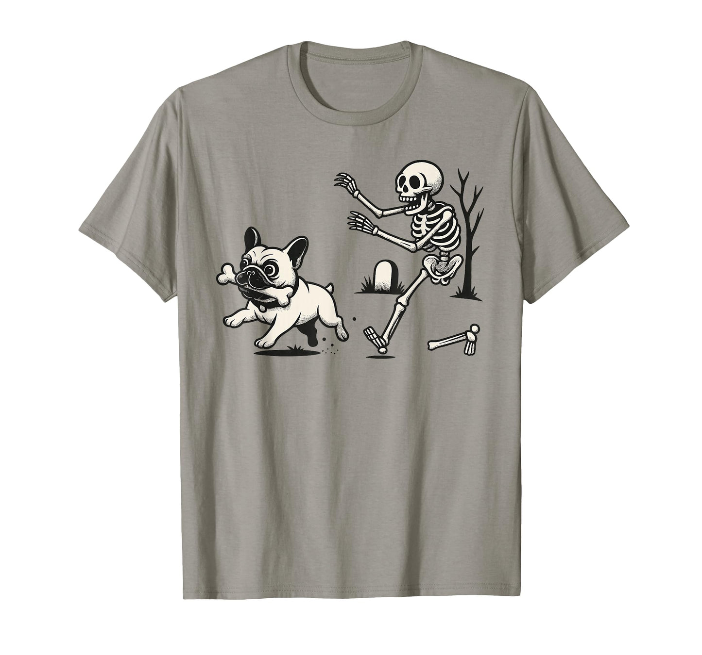 Halloween French Bulldog Skeleton Spooky Humor Funny Dog T-Shirt