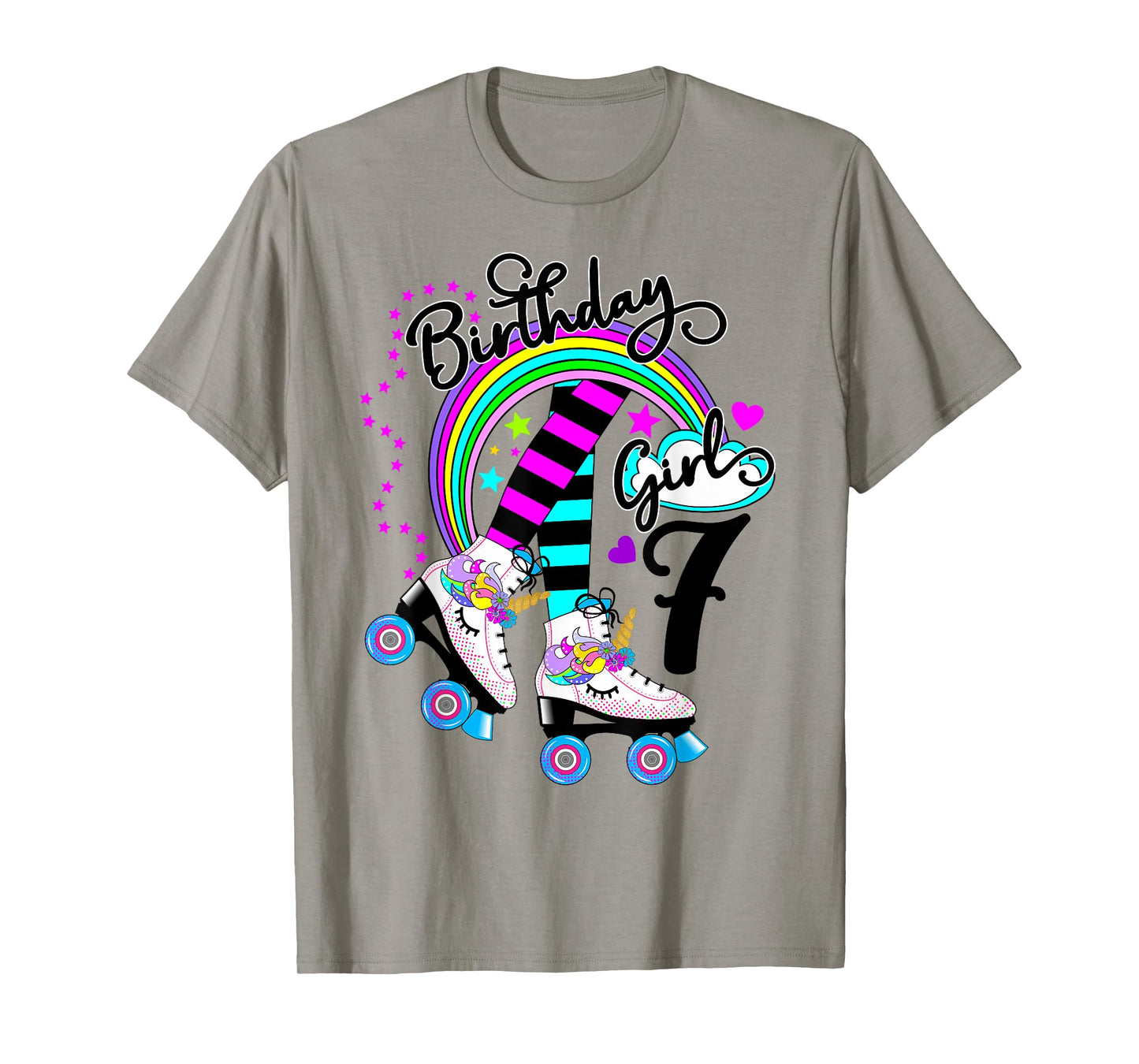 7th Unicorn Roller Skate Birthday Party for Girls Shirt