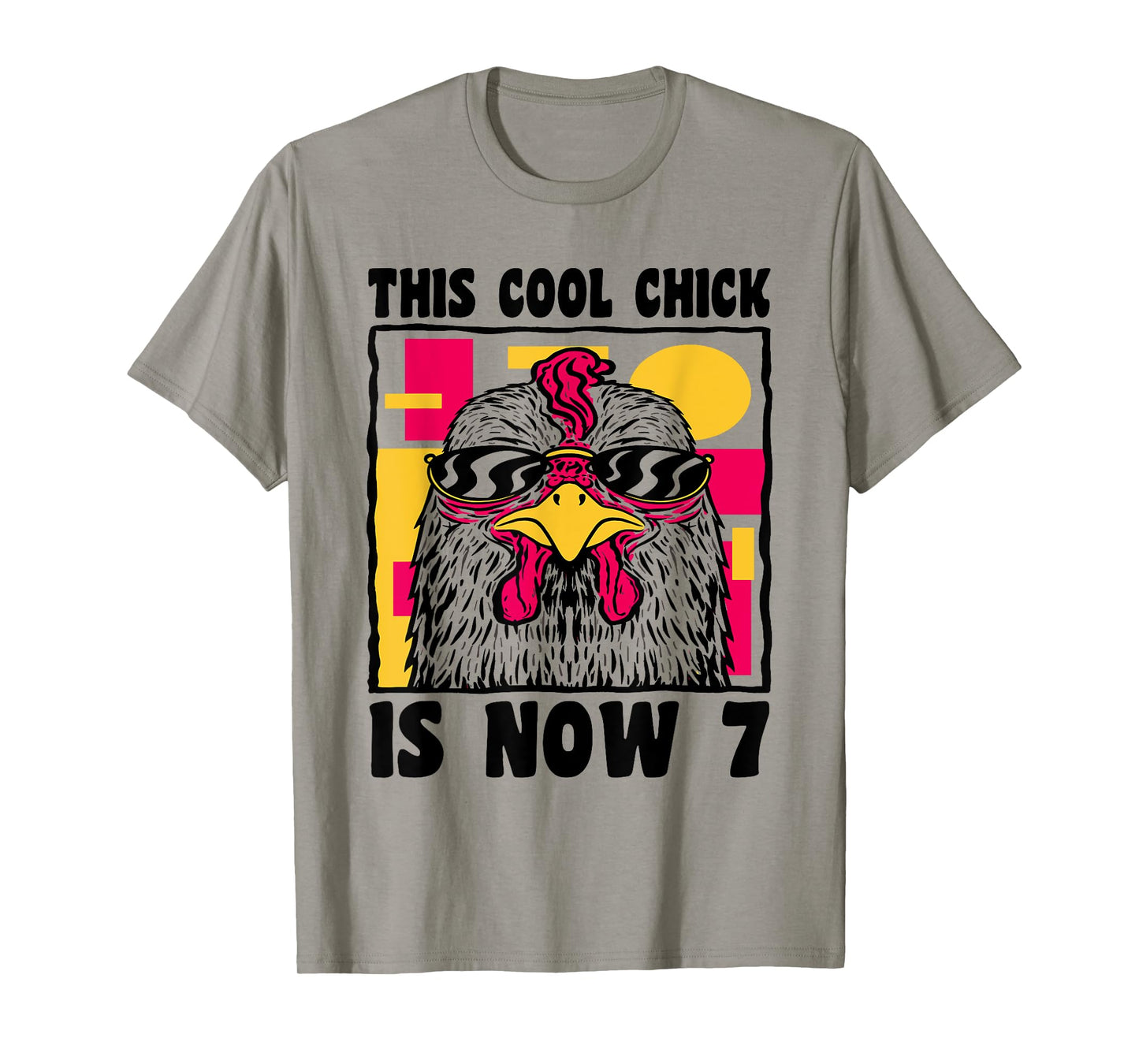 Happy 7th Birthday 7 Year Old Cool Chicken 7th Birthday T-Shirt