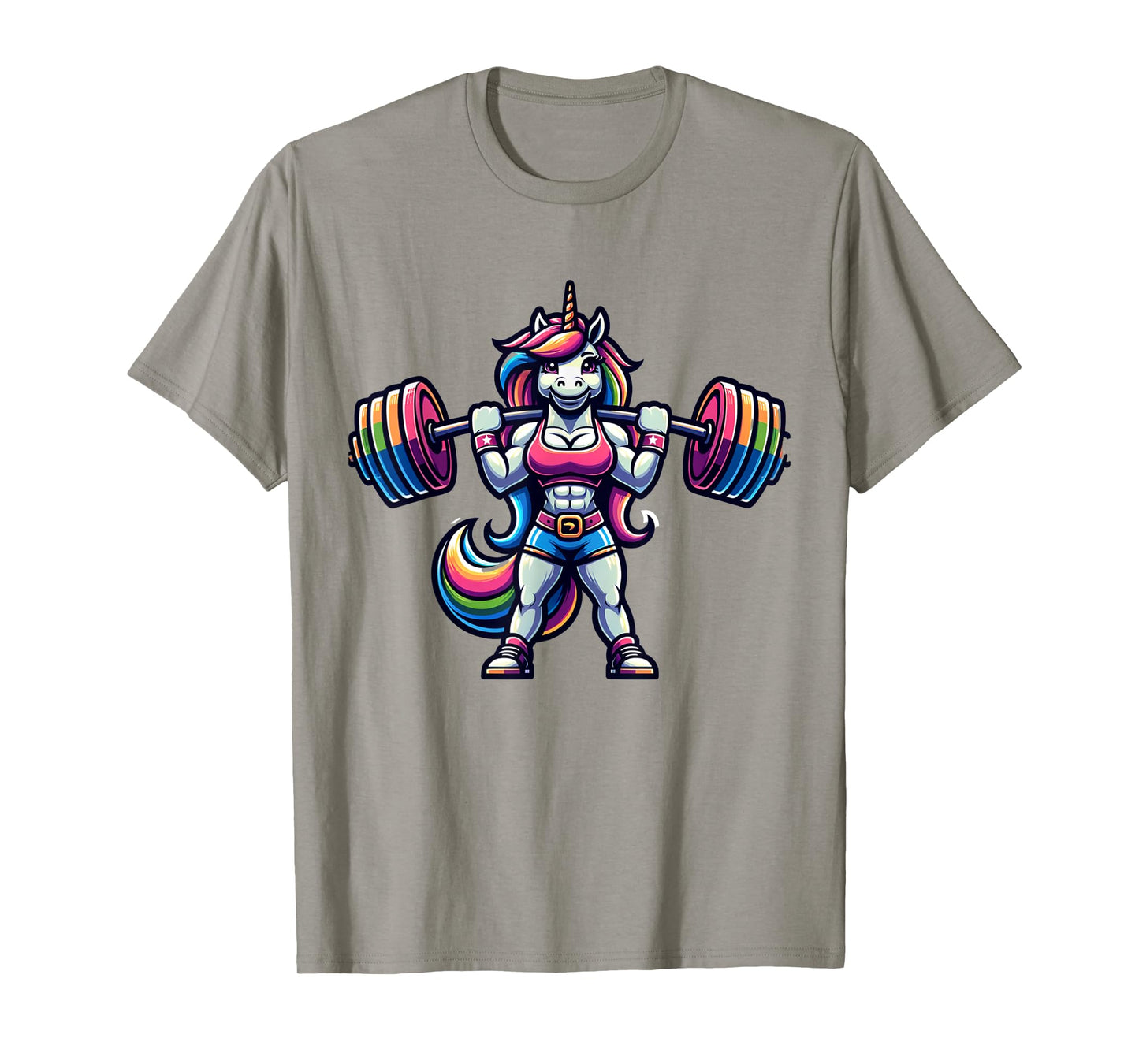 Muscular Female Unicorn Weightlifting Fitness T-Shirt