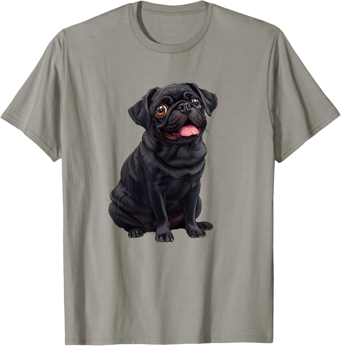 Funny Mens Womens & Kids Happy Panting Black Pug Lover T-Shirt