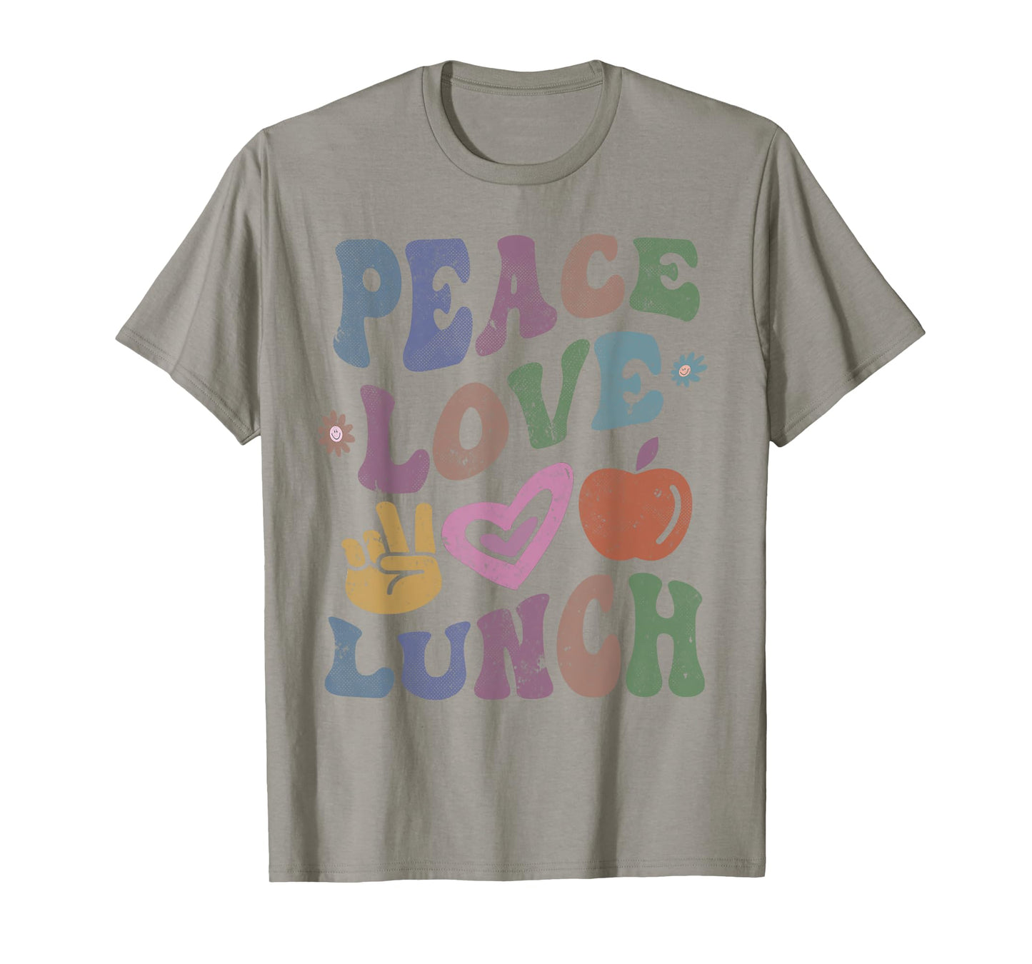 Retro PEACE LOVE LUNCH Lady Groovy Cafeteria Queen Vintage T-Shirt
