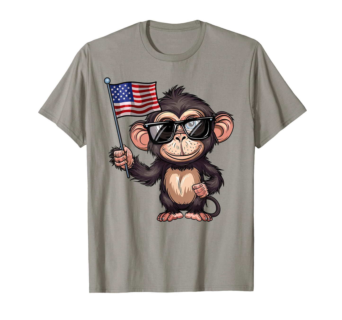 Monkey USA Flag - Funny Monkey Lovers 4th of July T-Shirt