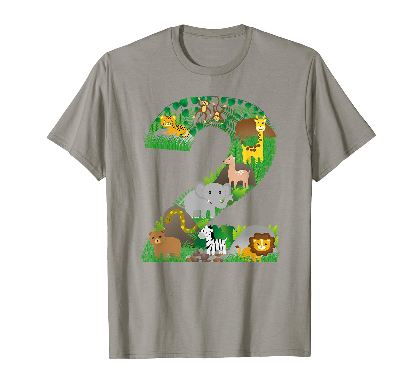 Safari Jungle Zoo animals Second Birthday number 2 T-shirt T-Shirt