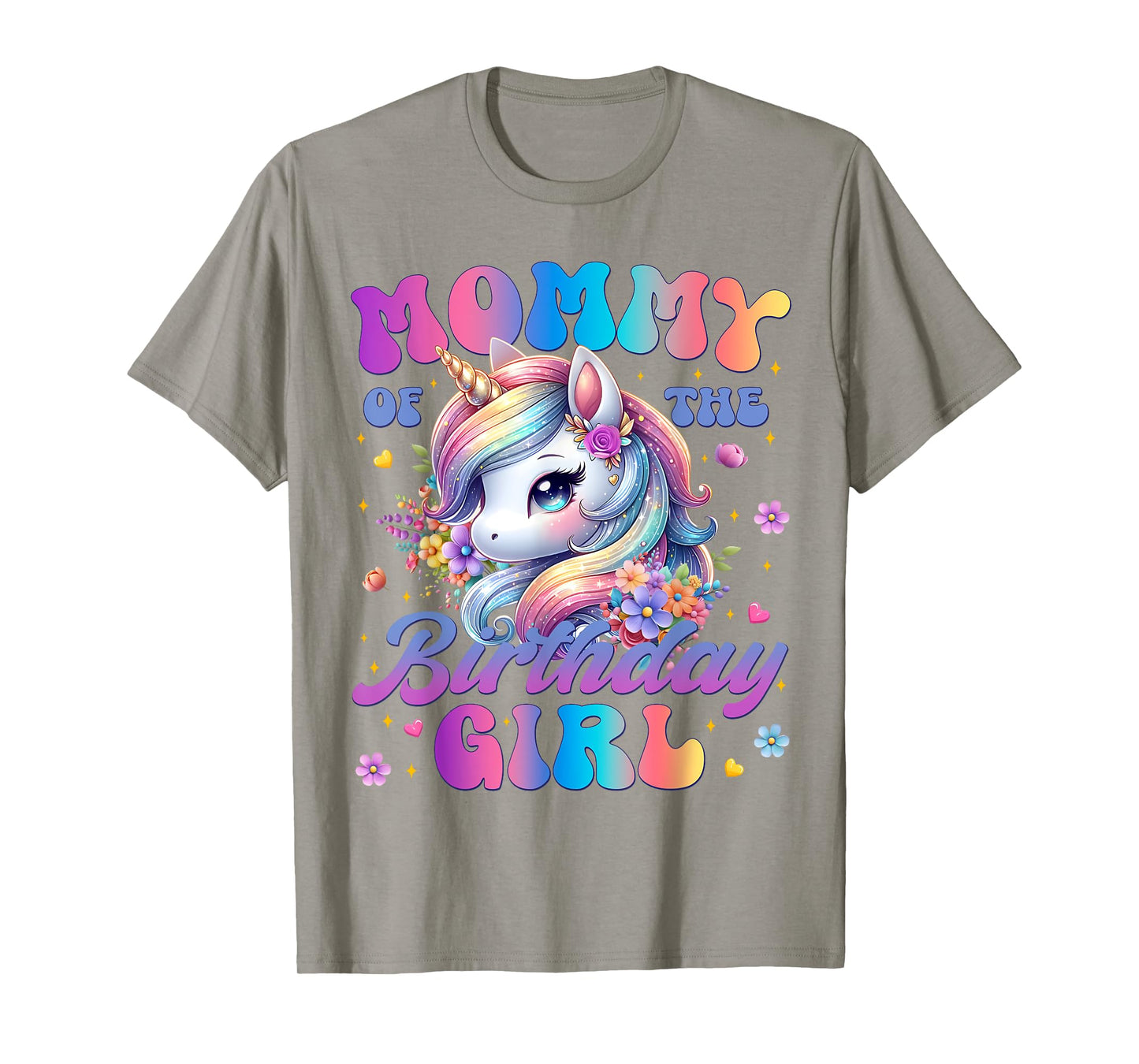 Mommy Of The Birthday Girl Unicorn Flower Family Matching T-Shirt