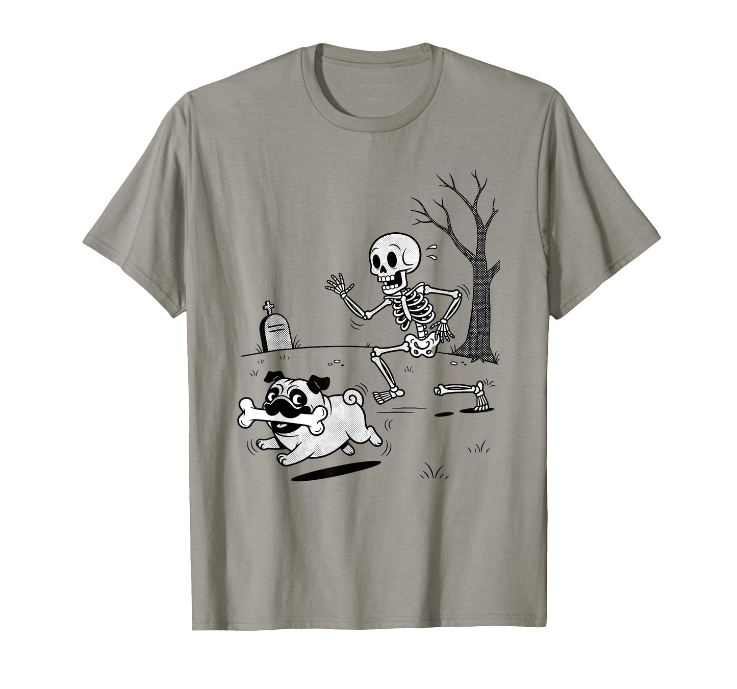 Halloween Dog Funny Skeleton Chasing French Bulldog T-Shirt